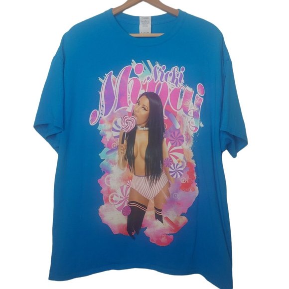Nicki Minaj Pink Print Tour XL T Shirt Blue Rap Music Lolli Pop Candy Sexy Dance - Picture 1 of 7